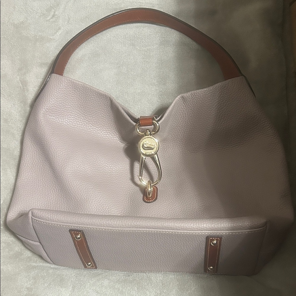 Elegant Taupe Leather Hobo Bag